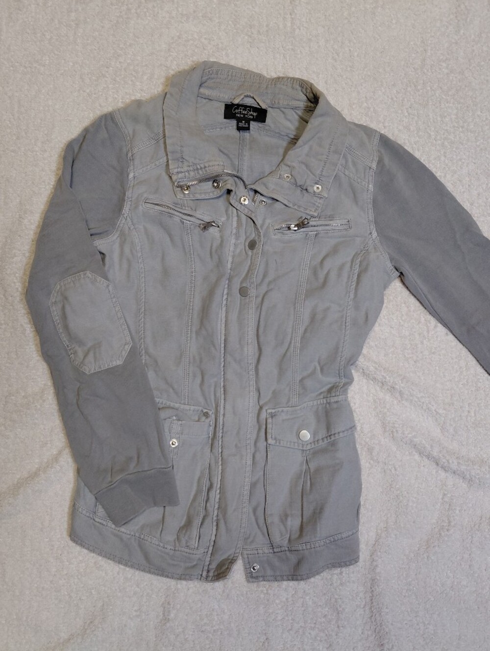 Women's Light Gray Utility Jean Jacket